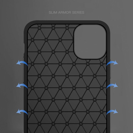 Противоударный чехол Carbon на iPhone 11 Pro - темно-синий