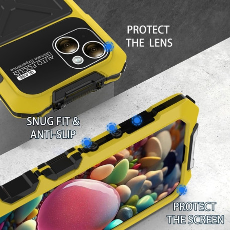 Протиударний металевий чохол R-JUST Dustproof на iPhone 15 Plus - жовтий