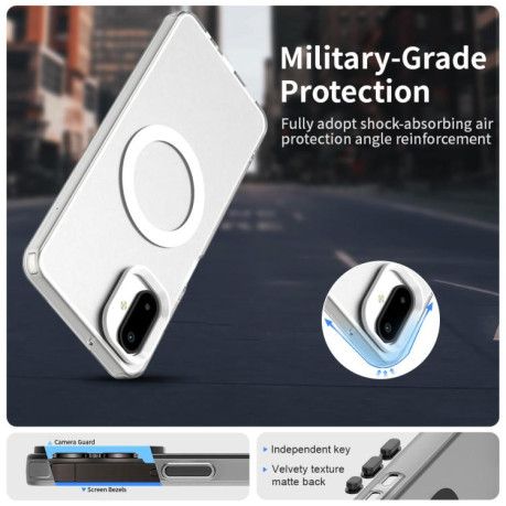 Противоударный чехол Candy Magsafe PC Hybrid TPU для Samsung Galaxy F06 5G / M06 5G - белый