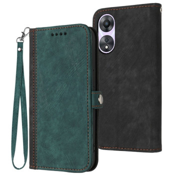 Чехол-книжка Buckle Double Fold Hand Strap Leather на OPPO A58 4G - зеленый