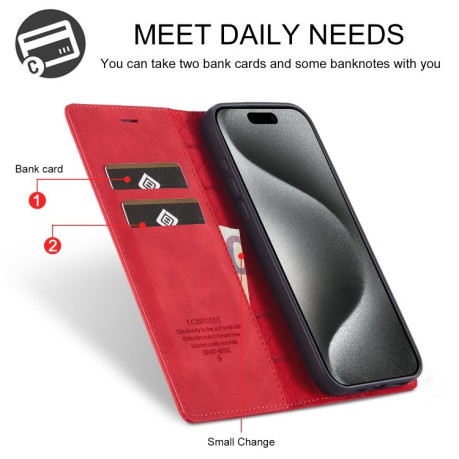 Чохол-книжка LCIMEEKE Strong для iPhone 16 Pro - червоний