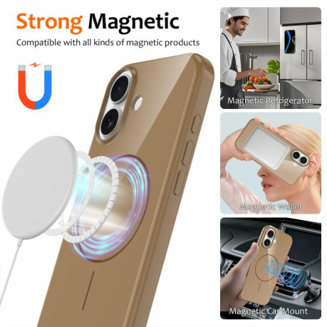 Противоударный чехол Glossy TPU Shockproof MagSafe на iPhone 17 - золотой