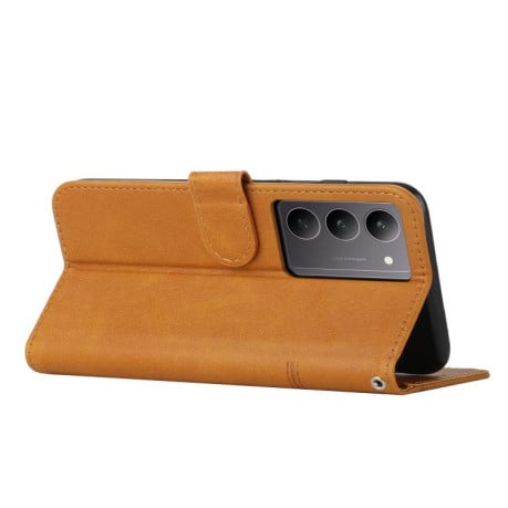 Чехол-книжка со строчкой и фактурой Calf на Realme C75 / V60 Pro - желтый