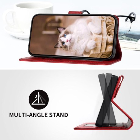 Чохол-книжка Cartoon Cats Leather для OPPO Reno13 5G Global - червоний