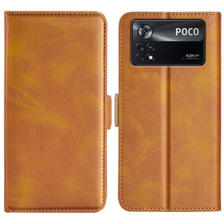 Чехол-книжка Dual-side Magnetic Buckle для Xiaomi Poco X4 Pro 5G - желтый