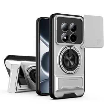 Протиударний чохол Lens Sliding Window Multifunctional Magnetic Shockproof зі шторкою камери для Poco 8 Pro/Redmi Note 15 Pro+ 5G Global 163.3mm — титаново-сірий
