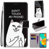 Чехол-книжка Coloured Drawing Cross для Samsung Galaxy M32/A22 4G 4G - Middle Finger Cat