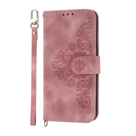 Чехол-книжка Skin-feel Flowers Embossed для Motorola Edge 60 Pro - розовый