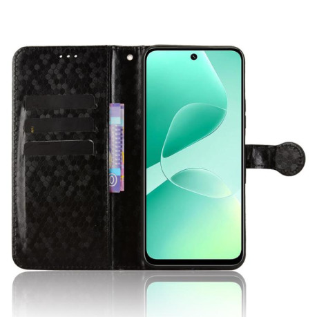 Чехол-книжка с фактурой Honeycomb Dot и магнитным хлястиком на Infinix Hot 60i 4G / Hot 60 5G - черный