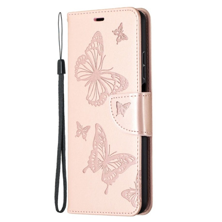 Чехол-книжка Butterflies Pattern на Xiaomi Mi 10T Lite - розовое золото