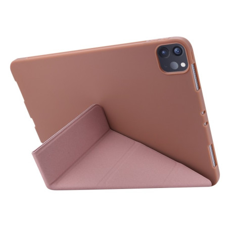 Чехол- книжка Solid Color Trid-fold Deformation Stand на iPad Pro 11 (2020)/Air 10.9 2020/Pro 11 2018- розовое золото