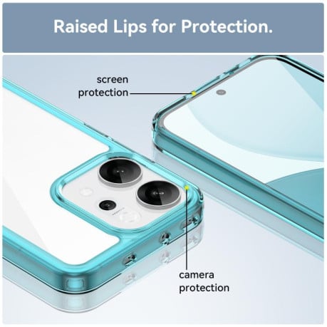 Противоударный чехол Colorful Acrylic Series с цветной силиконовой боковиной на OPPO Reno14 Global - синий