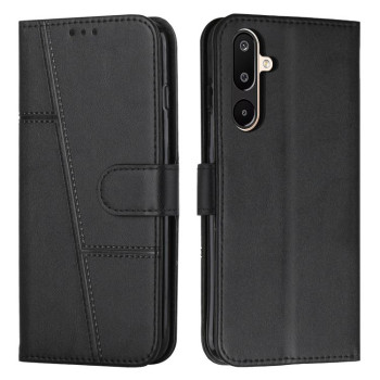 Чехол-книжка со строчкой и фактурой Calf на на Samsung Galaxy F16 5G / M16 5G - черный