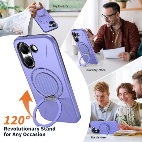 Чехол Metal Rotation Holder MagSafe TPU Hybrid PC с металлическим поворотным держателем и MagSafe на Xiaomi Redmi Turbo 5 5G / Poco X8 Pro 5G — фиолетовый