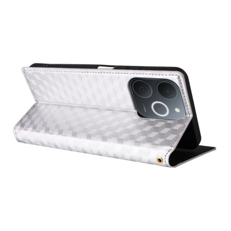 Чохол-книжка Cubic Grid з фактурою Calf для Realme Note 70T 4G / 70 4G — сріблястий