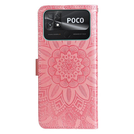 Чохол-книжка Embossed Sunflower для Xiaomi Poco C40/Redmi 10c - рожевий
