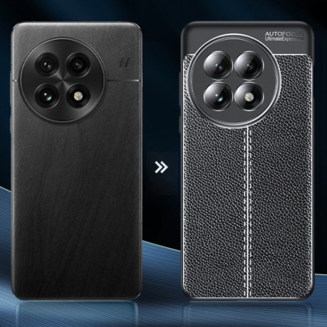 Противоударный чехол Litchi Texture на OnePlus 13 - черный