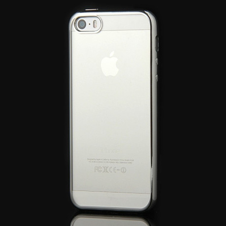 Чехол Electroplating Transparent Soft на iPhone SE / 5/ 5 (Silver)