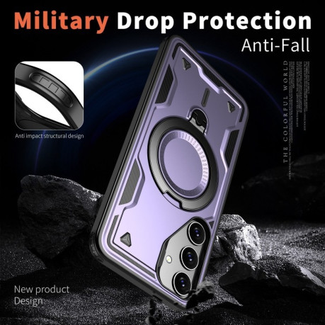 Протиударний чохол MagSafe Holder Armor PC Hybrid для Samsung Galaxy S24 FE 5G - фіолетовий
