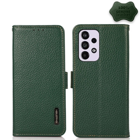 Шкіряний чохол-книжка KHAZNEH Genuine Leather RFID для Samsung Galaxy A53 5G - зелений