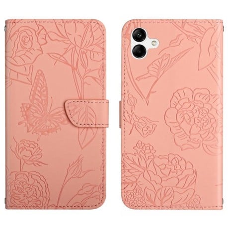 Чехол-книжка Skin Feel Butterfly Embossed для Samsung Galaxy A05 - розовый