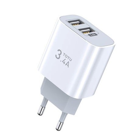 Зарядное устройство TOTUDESIGN CACA-021 3.4A Dual USB для iPhone/iPad/Galaxy/Realme/Sony/HTC/Huawei - белое