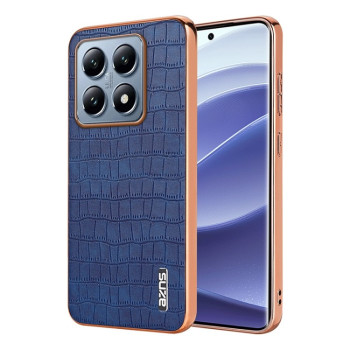 Чохол AZNS металізована рамка Electroplated Frame фактура &quot;крокодил&quot; на Xiaomi 14T Pro 5G - синій