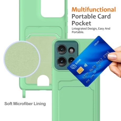 Силіконовий чохол Integrated Card Bag Solid Color Liquid Silicone Motorola Edge 50 - зелений
