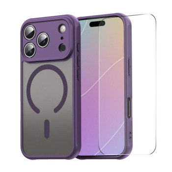 Чехол ENKAY Hat-Prince с MagSafe матовый+стекло на iPhone 18 Pro Max / 17 Pro Max — фиолетовый
