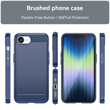 Протиударний чохол Brushed Texture Carbon Fiber на iPhone 16e - синій