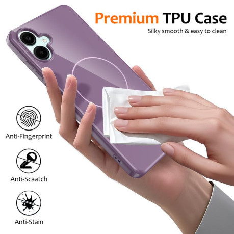 Противоударный чехол Glossy TPU Shockproof MagSafe на Samsung Galaxy M06 5G - фиолетовый
