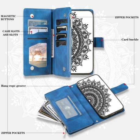 Чехол-книжка Multi-Card Totem Zipper Leather  для Xiaomi 14T - синий