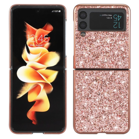 Ударозащитный чехол Glittery Powder на Samsung Galaxy Flip4  - розовое золото