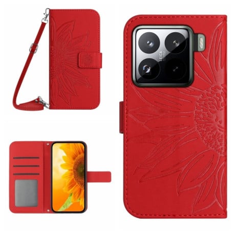 Чехол-книжка Skin Feel Sun Flower для Xiaomi 15  - красный