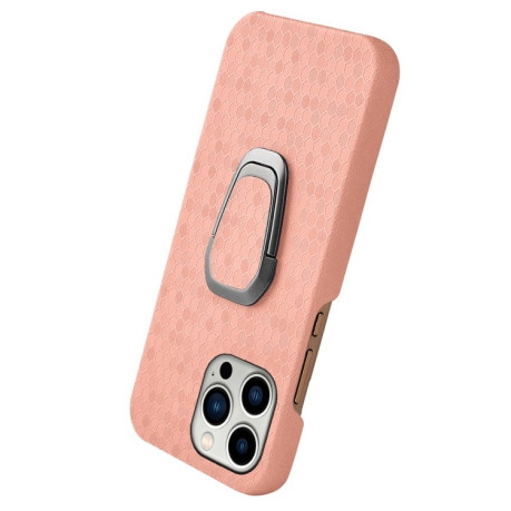 Противоударный чехол Honeycomb Ring Holder для iPhone 14 Pro - розовый