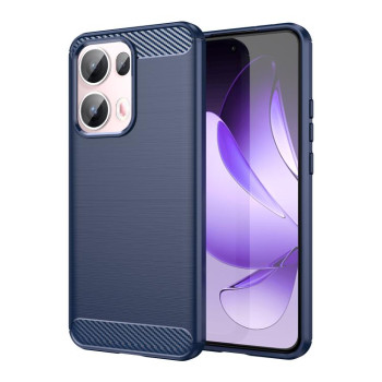 Противоударный чехол Brushed Texture Carbon Fiber на OPPO Reno13 Pro Global - синий