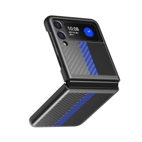 Протиударний чохол Carbon Fiber Texture Contrast Color для Samsung Galaxy Z Flip3 5G - синій
