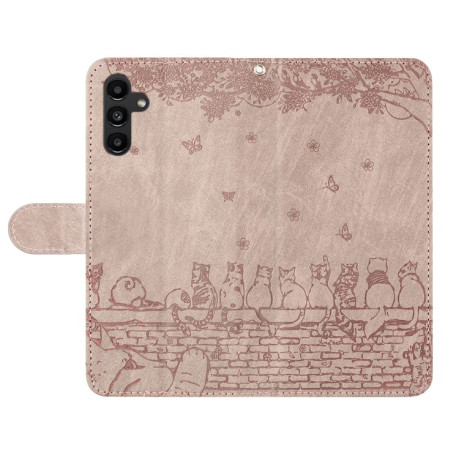 Чехол-книжка Cat Embossing Pattern на Samsung Galaxy S24 FE 5G - серый