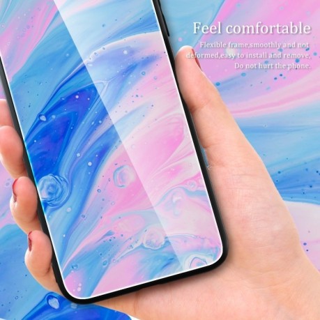 Противоударный стеклянный чехол Marble Pattern Glass на Samsung Galaxy A54 5G - Blue Ocean