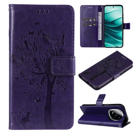 Чохол-книжка Happy Cat Pattern для Xiaomi Redmi Note 14 Pro / 14 Pro+ 5G - фіолетовий