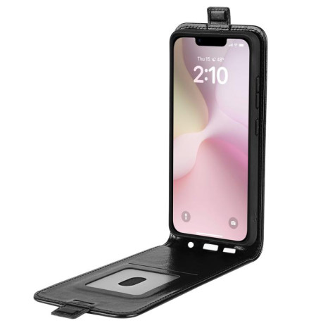 Чехол R64 Texture Single Vertical Flip Leather для iPhone 16e - черный