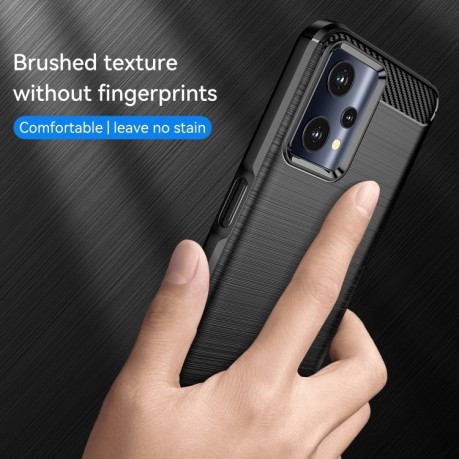 Протиударний чохол Brushed Texture Carbon Fiber на Realme 9 Pro/OnePlus Nord CE 2 Lite 5G - чорний