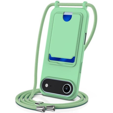 Силиконовый чехол Integrated Card Bag Solid Color Liquid Silicone на iPhone Air - зеленый