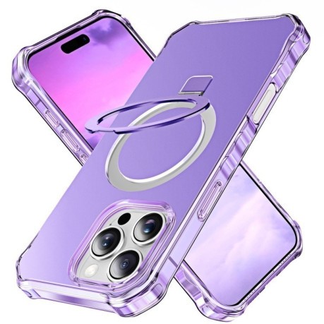 Противоударный чехол Solid Color Wave MagSafe Holder для iPhone 16 Pro Max - фиолетовый