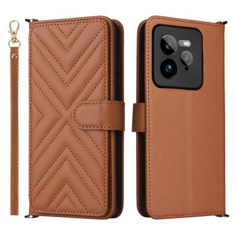 Чехол-книжка Multifunctional 6-Card Slots Leather на Realme GT 7 Pro - коричневий