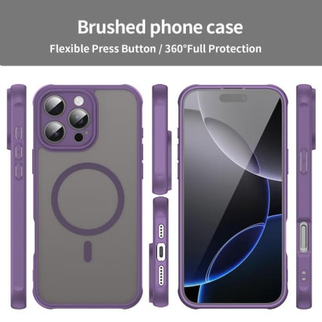 Противоударный чехол Fan Dun Series TPU Hybrid PC Frosted Magsafe для  iPhone 16e - фиолетовый