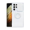 Противоударный чехол Sliding Camera with Ring Holder для Samsung Galaxy S22 5G - прозрачно- белый