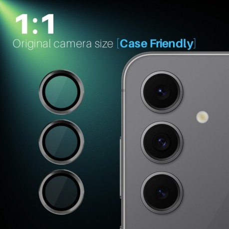 Защитное стекло NORTHJO Glitter Camera Lens Protector Tempered Glass Metal Ring на Samsung Galaxy S24 FE 5G - черное