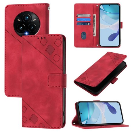 Чохол-книжка Skin-feel Embossed для Realme 14 Pro+ 5G - червоний