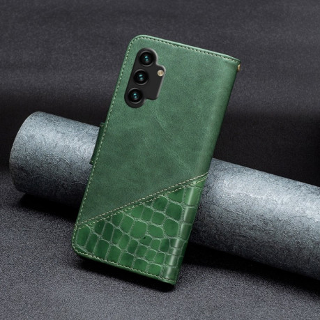 Чехол-книжка Matching Color Crocodile Texture для Samsung Galaxy A13 4G - зеленый